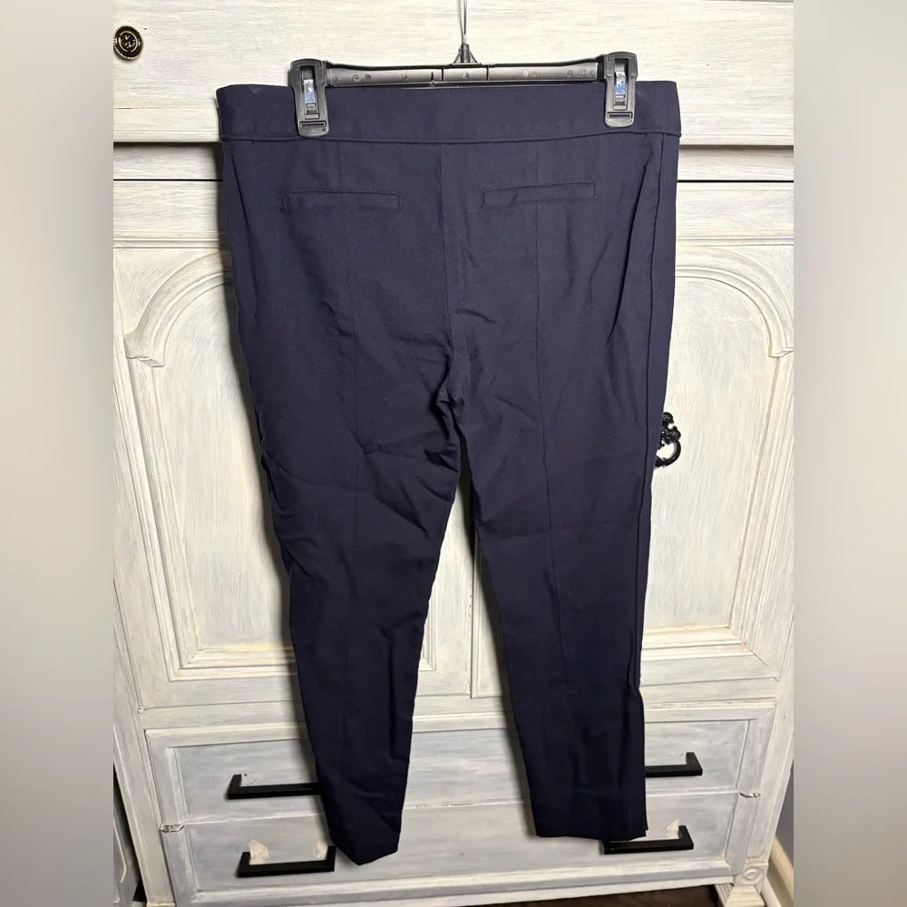 Tory Burch Navy Vania Wool Side Zip Slim Dress Pants Office Quiet Luxury Classic